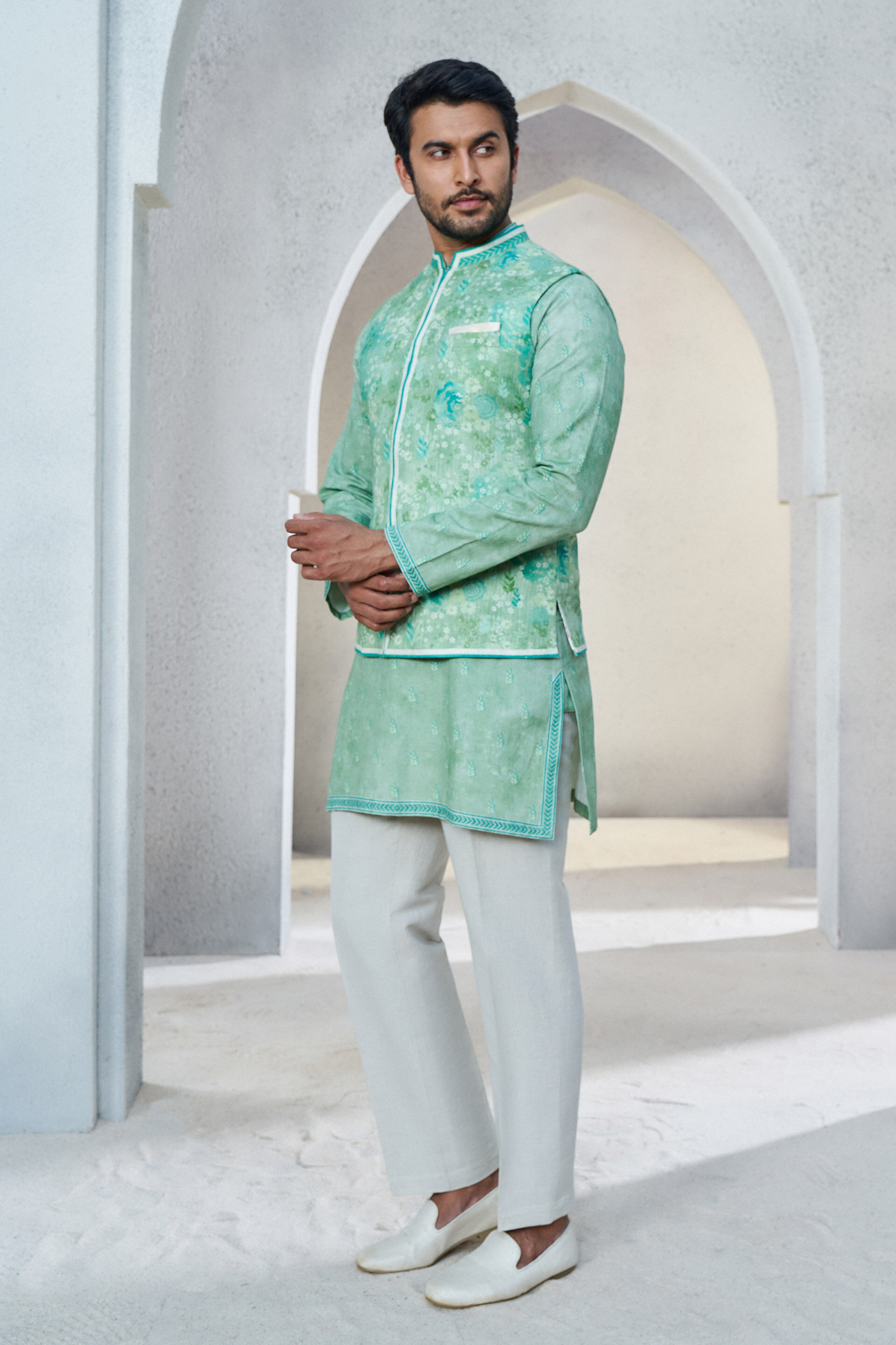 Anay Nehru Jacket - Sage Green